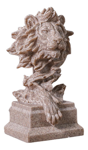 Estatua De Cabeza De León, Figura Artística Color Arenisca