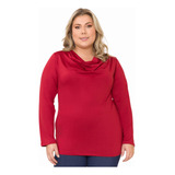 Blusa Feminina Casual Elegante Gola Boba Plus Size Longa