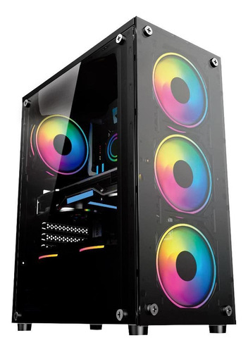 Gabinete Gamer 4 Rgb Led Fans Cooler Vidro Temperado Lateral