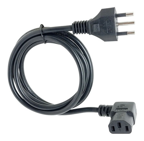 Cabo Força 1,5m Tripolar P/ Pc Tv Monitor Conector Em L 10a