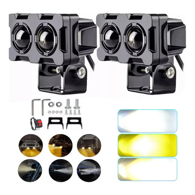 Par Faros Led Luz Auxiliares Doble Color Auto Moto Estrobo | MercadoLibre