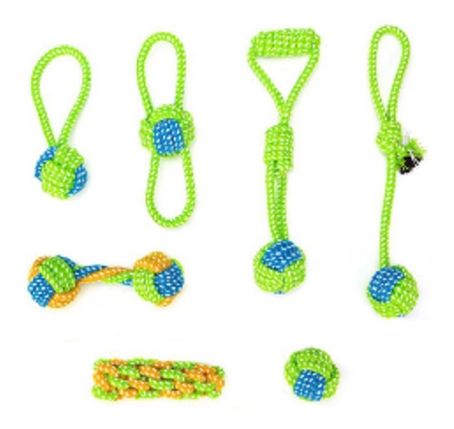 Juguetes Para Perro Pelota Cuerda Soga Mascota Set X 7