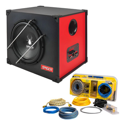 Cajón C/subwoofer Amplificado C/ Kit 12 Spider 3000w 12box Negro