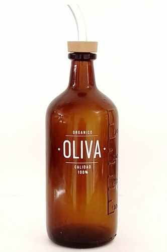 Botella Vidrio Ambar Aceite Oliva 500 Pico Vertedor Trendy