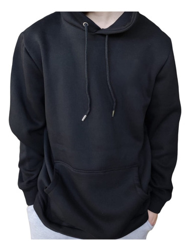 Hoodie Buzo Canguro Negro Unisex Frisa Frisado Premium 