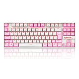 Teclado Kumara Single Color Branco Rosa Switch Brown K552wp Cor De Teclado Branco E Rosa