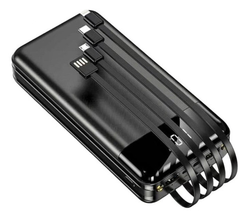 Bateria Externa Mobile Power Bank 4 Cable Pantalla 30000 Mah Color Negro