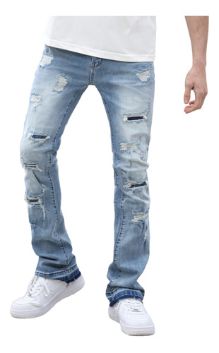 Logeqi® Jeans Rotos Lavados Para Hombre