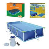 Kit Piscina Premium Estrutural 5000l + Capa Forro Filtro Mor