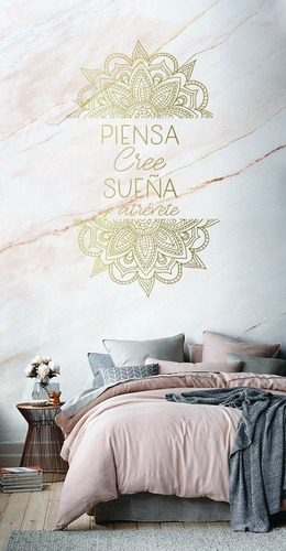 Vinil Decorativo Paredes Mandala Piensa Cree Sueña Color Oro