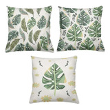 Kit 3 Capas De Almofadas 40x40cm Estampa Green Plants