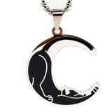 Collar Dije Gato Forma De Luna Buena Suerte Acero Inoxidable