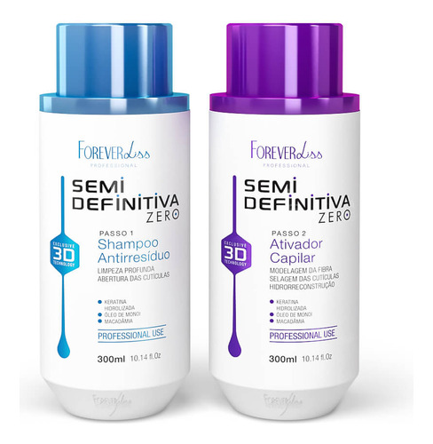 Kit Escova Semi Definitiva Zero 2x300ml Forever Liss