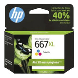 Cartucho De Tinta Hp 667xl Colorido 8,0 Ml Original/lacrado