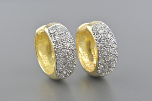 |8151| Brincos Argola Em Ouro Amarelo 18k Com Brilhantes