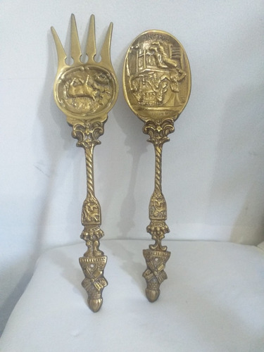 Juegos De Tenedor Y Cuchara, Antiguos De Bronce.