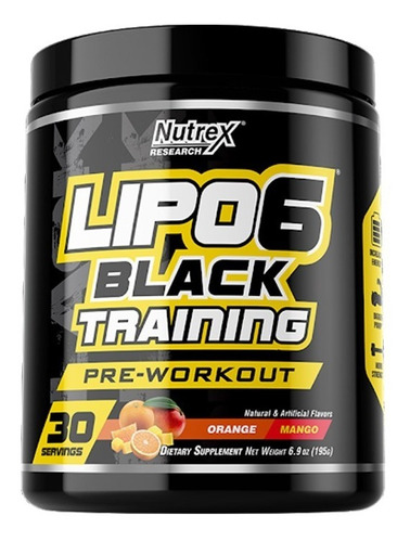 Nutrex Lipo 6 Black Training Pre-entren Oxido Nitrico 30serv Sabor Tropical