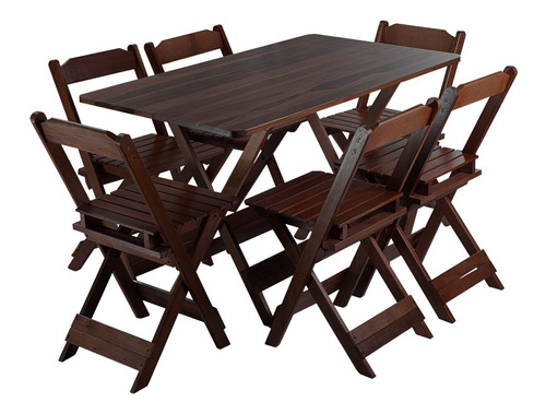 Conjunto De Mesa De Jantar Com 6 Cadeiras Dobráveis Oferta