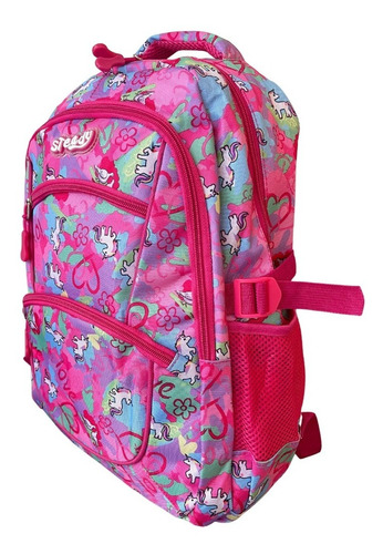 Mochila Nena Estampada Tela Steady Bolsillos 43cm De Espalda