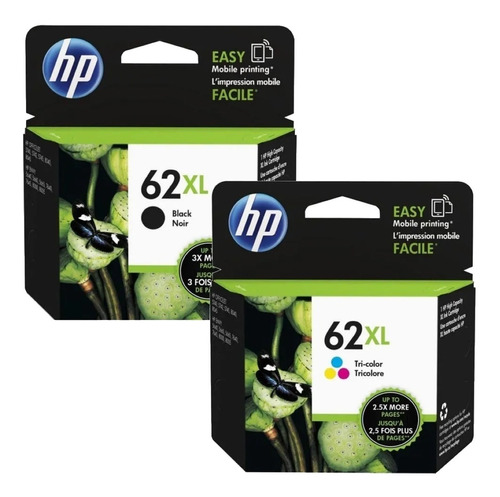 Combo Cartuchos Hp 62xl Negro Y Color C2p05al C2p07al Orig