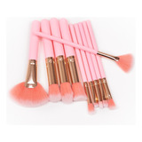 Set 10 Brochas Maquillaje Profesional Gugus Pink Color Rosa