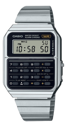 Relógio Casio Vintage Prata Calculadora Ca-500we-1adf