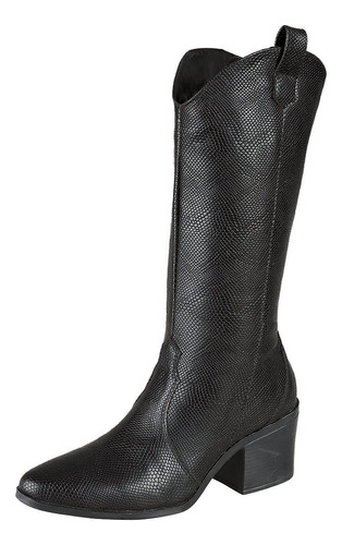 Bota Vaquera Larga Para Mujer Castalia Negro 139-26