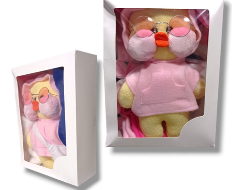 Peluche Patito Pato Lalafanfan Tik Tok  En Caja Con Visor 