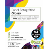 Papel Fotográfico Glossy A3 180 Gr Pack 100 Hojas