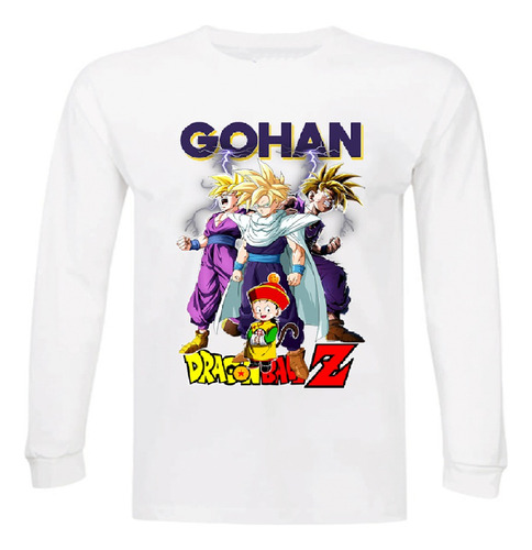 Poleras Gohan, Dragón Ball Z, Manga Larga, 100% Algodón 