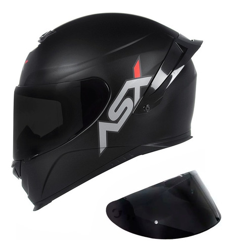 Capacete Fechado Asx Eagle Racing Preto + Viseira Spoiler