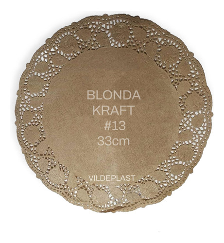 Blonda Papel Mantel Calado Kraft Café 33cm 100pzs Bajo Plato