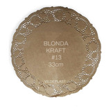Blonda Papel Mantel Calado Kraft Café 33cm 100pzs Bajo Plato