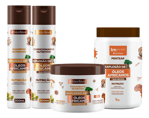 Kit Explosão Óleos Africanos Beleza Natural (4 Produtos) 