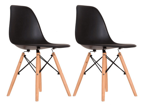 Cadeira De Jantar Empório Tiffany Eames Dsw Madera, Estrutura De Cor  Preto, 2 Unidades