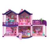 Casa De Muñecas Infantil Con Muebles Y Animales 60x22x38 Cm