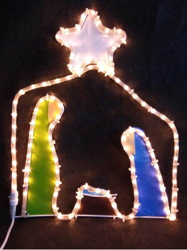 Pesebre Mini Decoracion Exterior Acrilico Luz Calido