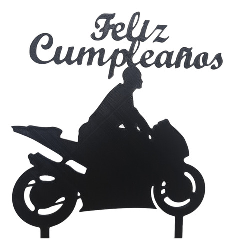 Topper Cake Adorno De Torta Feliz Cumpleaños Moto Motoquero