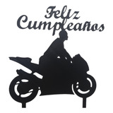 Topper Cake Adorno De Torta Feliz Cumpleaños Moto Motoquero