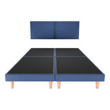 Recamara Base Cama Box Cabecera Praga Azul Queen Size