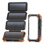 Power Bank Solar Plegable 3 Puertos Usb. Naranja