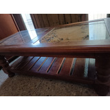 Mesa De Living En Cedro Con  2 Estant..de 12o X 60x 45 D.alt