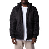 Campera Bomber Abrigo Capucha Desmontable Hombre Impermeable