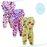 Roupa Bebê Kit 3 Pijamas Mijão Longo Rn Ao G Barato 