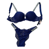 Conjunto Victoria's Secrets Shine Push-up Encaje Original 