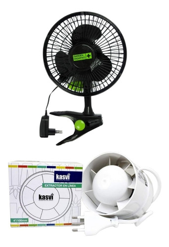 Kit Indoor Ventilador 5w Garden + Extractor 100mm Kasvi