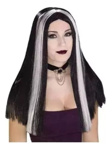 Peluca Morticia Locos Addams Cosplay Halloween Merlina 