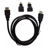 Cable Hdmi Full Hd Adaptadores 1.5m Mini Micro Hdmi 3en1