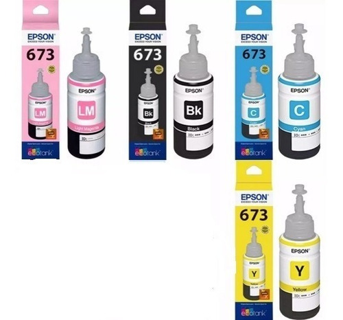 Kit Com 04 Tinta Original Epson L1300 L1800 T673 L800 L805 