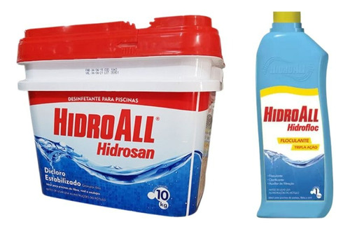 Kit Cloro Hidrosan 10 Kg E Hidrofloc 1l Hidroall